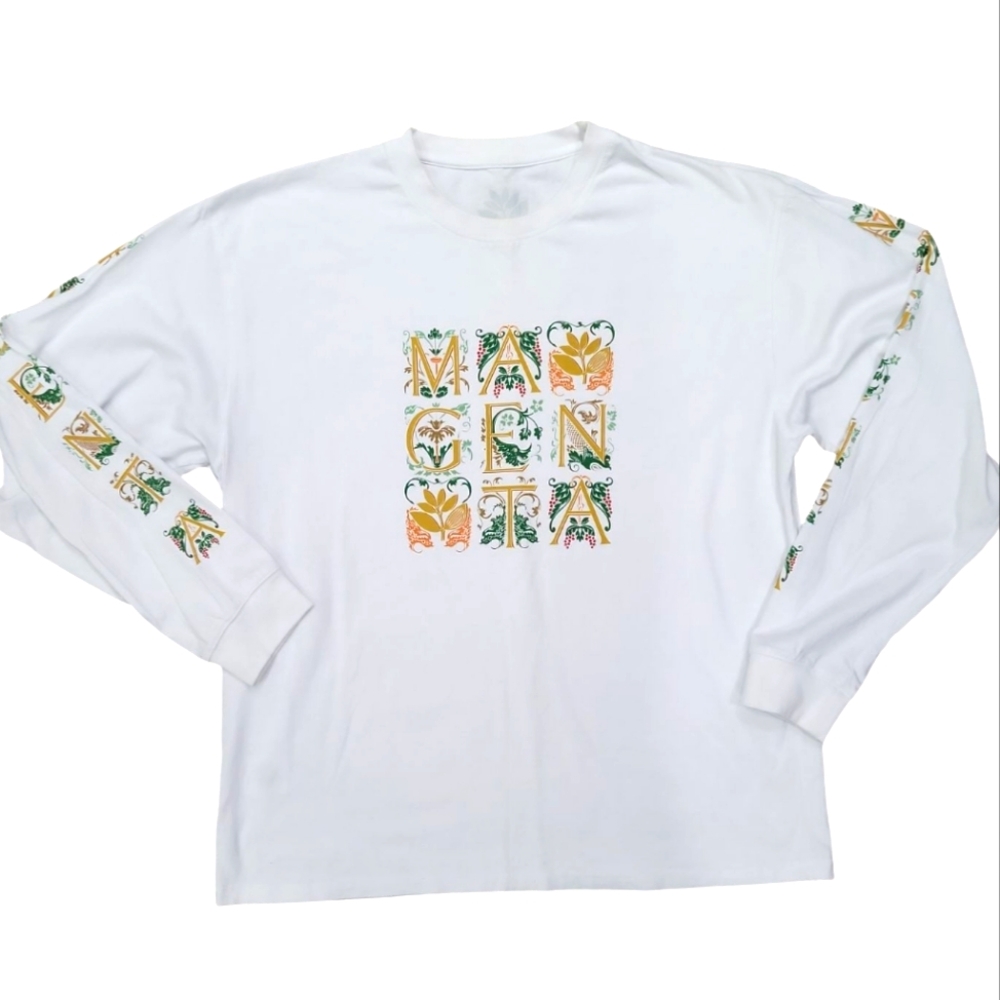 Magenta Skateboard White Long Sleeve Graphic Tee Size Medium